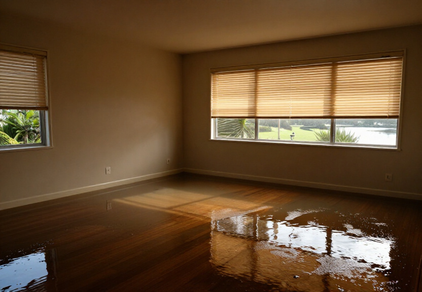 Flooded office space in East Lindfield before cleanup